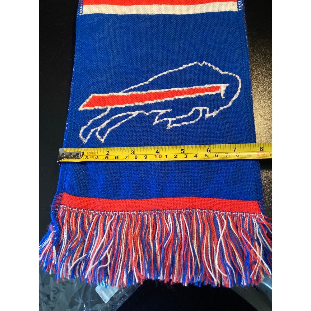 NFL Buffalo Bills Knit Scarf Blue Red White Argyle Reversible Fringe Logo - Picture 10 of 12